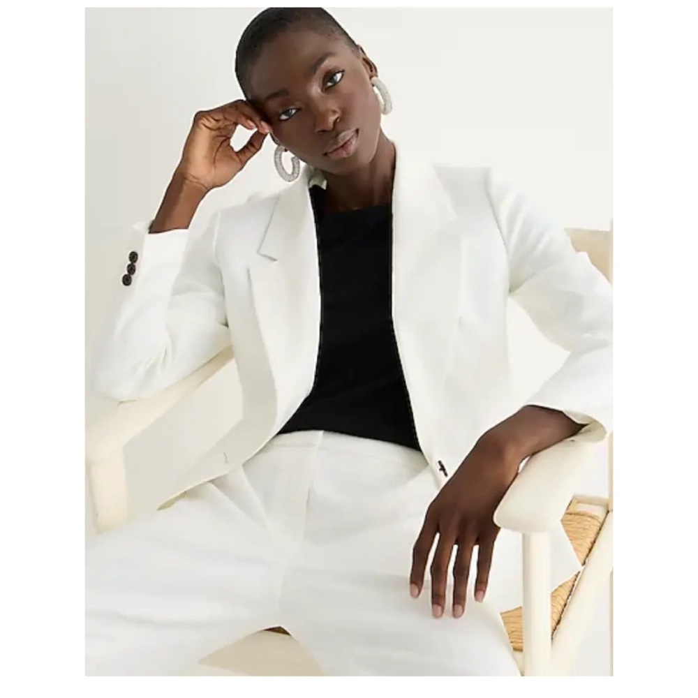 Jcrew Parke White Linen Blazer